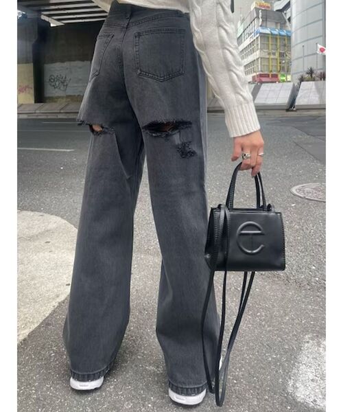 EVRIS（エヴリス）の「BACKスラッシュワイドデニムパンツ（デニムパンツ・レディース・ブラック/インディゴブルー/ブルー・SMALL/MEDIUM）」の2枚目の写真