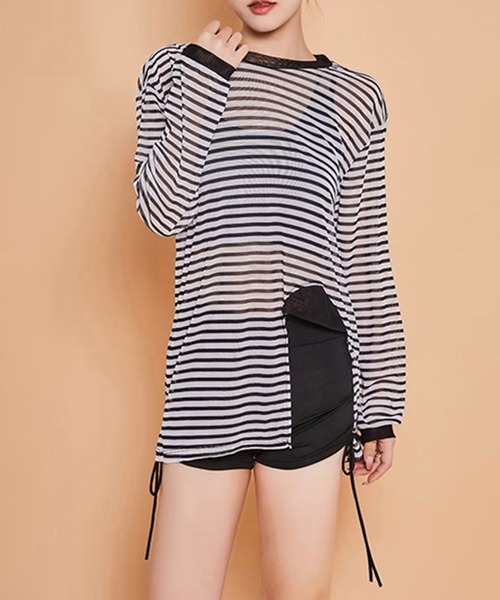 Dita(ディータ)の「メッシュトップス付きビキニ3点セット 水着(水着・レディース・ブラック・M/L)」の1枚目の写真