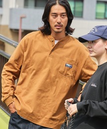 THE CRAFT CREW PRODUCTS（ザクラフトクループロダクツ）の「ヘビーウェイトファンクショナルファブリック ビッグシルエット ヘンリーネックポケット長袖Tシャツ   抗菌・防臭【THE CRAFT CREW PRODUCTS】（Tシャツ/カットソー）」