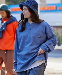 ヘビーウェイトファンクショナルファブリック ビッグシルエット ヘンリーネックポケット長袖Tシャツ / 抗菌・防臭【THE CRAFT CREW PRODUCTS】