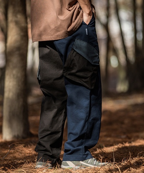 aimoha(アイモハ)の「aimoha outdoorワイドスラックスオーバーサイズベルトつきカーゴパンツ(カーゴパンツ・レディース・ベージュ/ブラック×ブルー・MEDIUM/LARGE/X-LARGE)」の16枚目の写真