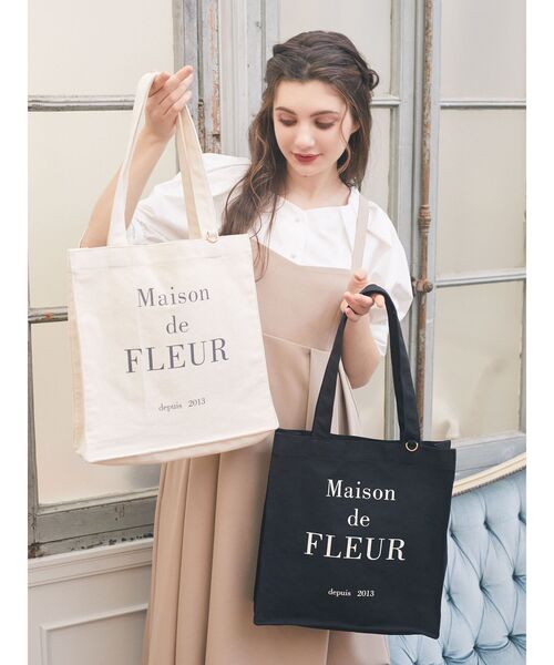 Maison de FLEUR（メゾンドフルール）の「ブランドロゴプリントスクエアトートSバッグ（トートバッグ・レディース・アイボリー/ブラック/ピンク・FREE）」の14枚目の写真