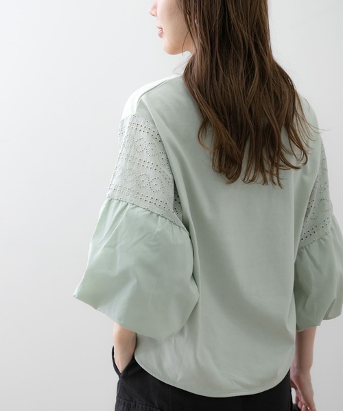 URBAN RESEARCH Sonny Label（アーバンリサーチサニーレーベル）の「レース切り替えバルーンスリーブプルオーバー（Tシャツ/カットソー・レディース・オフホワイト/ミント/ブラック・FREE）」の6枚目の写真
