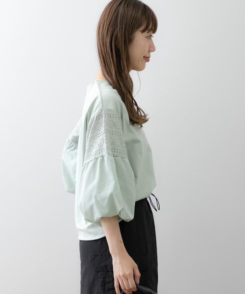 URBAN RESEARCH Sonny Label（アーバンリサーチサニーレーベル）の「レース切り替えバルーンスリーブプルオーバー（Tシャツ/カットソー・レディース・オフホワイト/ミント/ブラック・FREE）」の9枚目の写真