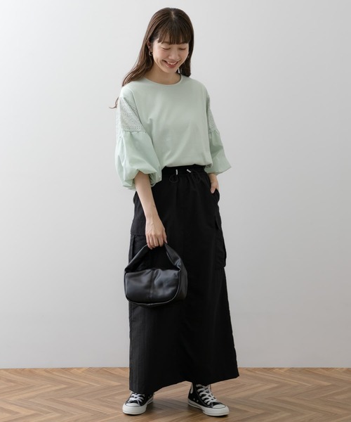 URBAN RESEARCH Sonny Label（アーバンリサーチサニーレーベル）の「レース切り替えバルーンスリーブプルオーバー（Tシャツ/カットソー・レディース・オフホワイト/ミント/ブラック・FREE）」の12枚目の写真