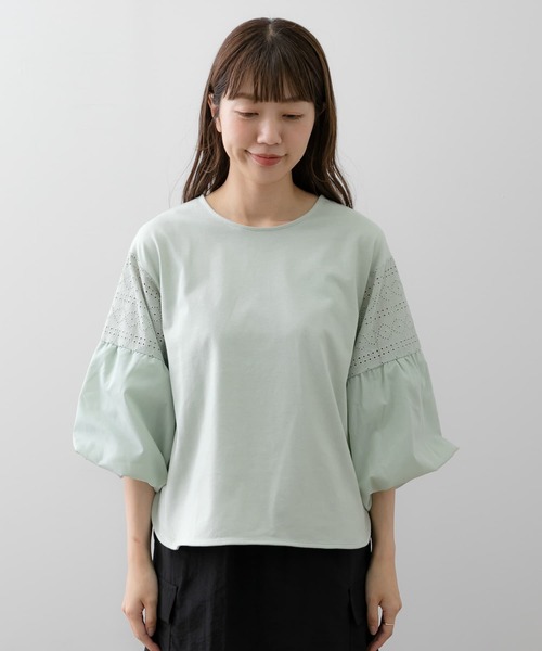 URBAN RESEARCH Sonny Label（アーバンリサーチサニーレーベル）の「レース切り替えバルーンスリーブプルオーバー（Tシャツ/カットソー・レディース・オフホワイト/ミント/ブラック・FREE）」の16枚目の写真