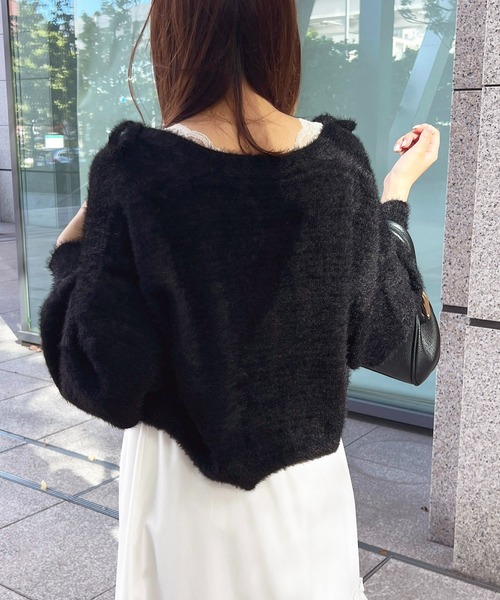 シャギーアンサンブル ビッグリボンシャギーアンサンブルトップス ホワイト | ファッション