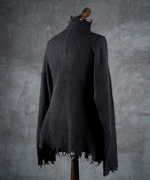 G.O.C（ジーオーシー）の「ダメージ ハーフジップ ニット プルオーバー（ニット/セーター・メンズ・チャコールグレー/ホワイト/ブラック/ワイン・MEDIUM/LARGE）」の21枚目の写真