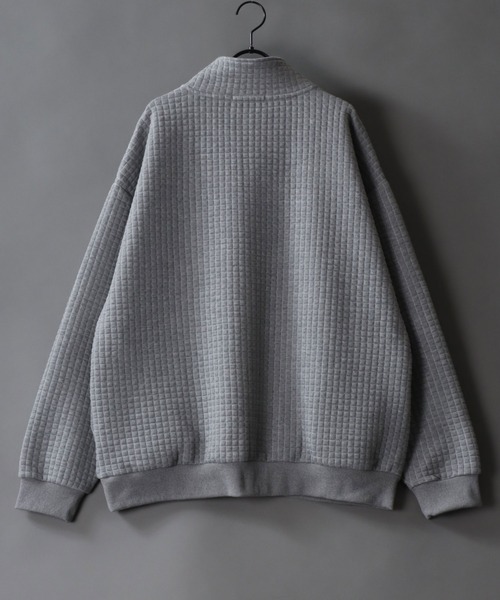 セール】Big silhouette waffle quilt half zip sweat shirt / ビッグ