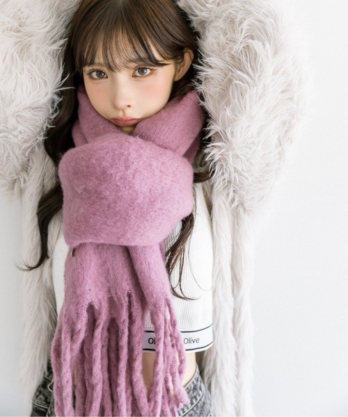 OLIVE des OLIVE（オリーブデオリーブ）の「ハートチャーム付きブークレマフラー　1032160010（マフラー・レディース・ピンク/ライトグレー/オフホワイト/ピンク系その他・FREE）」の17枚目の写真