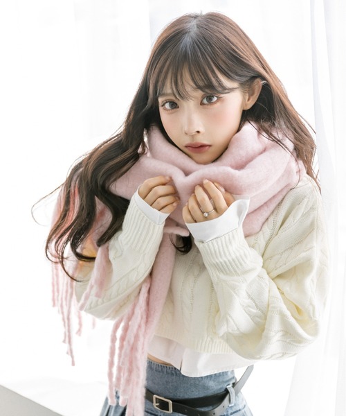 OLIVE des OLIVE（オリーブデオリーブ）の「ハートチャーム付きブークレマフラー　1032160010（マフラー・レディース・ピンク/ライトグレー/オフホワイト/ピンク系その他・FREE）」の15枚目の写真