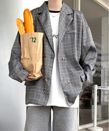 neos（ネオス）の「【neos -addictive design-】ルーズシルエット タータンチェック ダブル テーラード ジャケット（テーラードジャケット）」