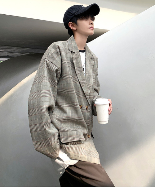 neos（ネオス）の「【neos -addictive design-】ルーズシルエット タータンチェック ダブル テーラード ジャケット（テーラードジャケット・メンズ・ベージュ/グレー・MEDIUM/X-LARGE/LARGE）」の15枚目の写真