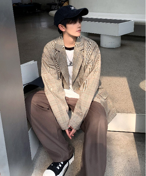 neos（ネオス）の「【neos -addictive design-】ルーズシルエット タータンチェック ダブル テーラード ジャケット（テーラードジャケット・メンズ・ベージュ/グレー・MEDIUM/X-LARGE/LARGE）」の18枚目の写真