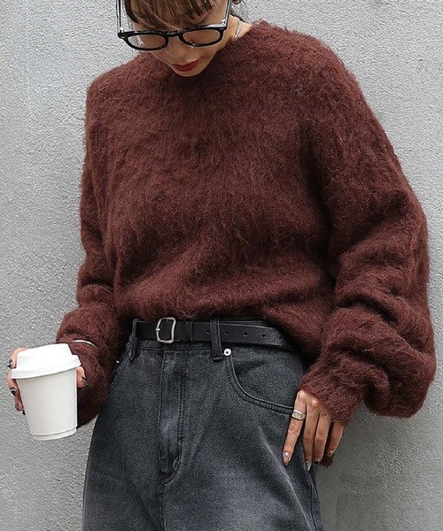 COLONY 2139（コロニートゥーワンスリーナイン）の「シャギークルーニットプルオーバー（ニット/セーター・レディース・オフホワイト/レッド/グレー/ブラック/ブラウン/ネイビー/ピンク/サンドベージュ/ブルー・FREE）」の5枚目の写真