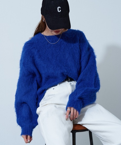 COLONY 2139（コロニートゥーワンスリーナイン）の「シャギークルーニットプルオーバー（ニット/セーター・レディース・オフホワイト/レッド/グレー/ブラック/ブラウン/ネイビー/ピンク/サンドベージュ/ブルー・FREE）」の7枚目の写真