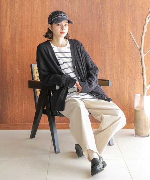 POLO BCS（ポロ ビーシーエス）の「【POLO BCS(ポロ・ビーシーエス)】コラボケーブルVカーディガン（カーディガン/ボレロ・レディース・アイボリー/レッド/ネイビー・FREE）」の7枚目の写真