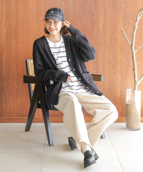 POLO BCS（ポロ ビーシーエス）の「【POLO BCS(ポロ・ビーシーエス)】コラボケーブルVカーディガン（カーディガン/ボレロ・レディース・アイボリー/レッド/ネイビー・FREE）」の8枚目の写真