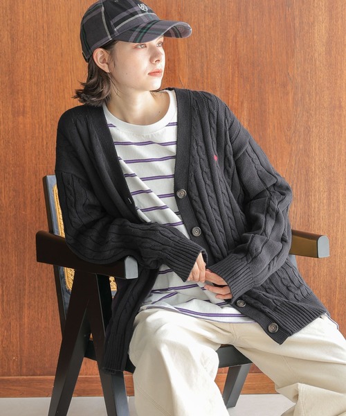 POLO BCS（ポロ ビーシーエス）の「【POLO BCS(ポロ・ビーシーエス)】コラボケーブルVカーディガン（カーディガン/ボレロ・レディース・アイボリー/レッド/ネイビー・FREE）」の10枚目の写真