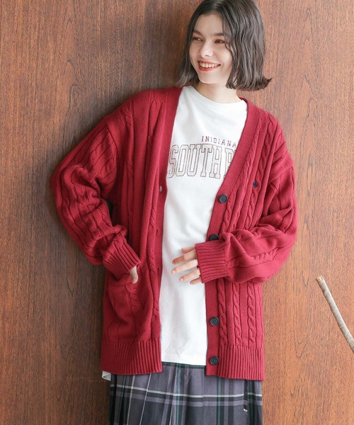 POLO BCS（ポロ ビーシーエス）の「【POLO BCS(ポロ・ビーシーエス)】コラボケーブルVカーディガン（カーディガン/ボレロ・レディース・アイボリー/レッド/ネイビー・FREE）」の13枚目の写真