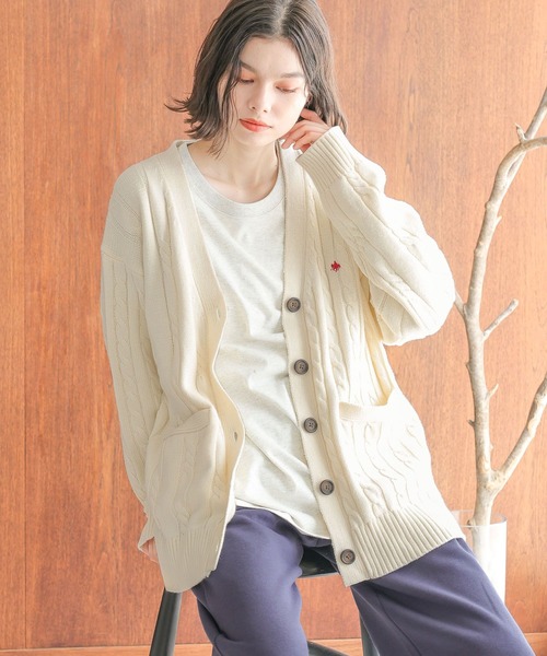 POLO BCS（ポロ ビーシーエス）の「【POLO BCS(ポロ・ビーシーエス)】コラボケーブルVカーディガン（カーディガン/ボレロ・レディース・アイボリー/レッド/ネイビー・FREE）」の6枚目の写真