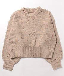 カラーネップクルーネックニットプルオーバー