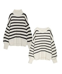 Re:EDIT | 選べるクルーネックorボトルネック畦編みニットトップス(ニット/セーター)