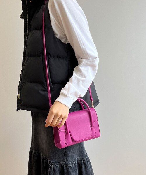 OPAQUE.CLIP(オペークドットクリップ)の「◆【2WAY】フラップミニバッグ(ショルダーバッグ・レディース・ライトグレー/ピンク系/ブラック・00)」の1枚目の写真