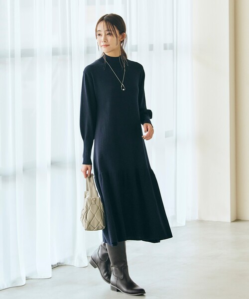 grove（グローブ）の「◆大人の上品さ漂うニットワンピース（ワンピース・レディース・ブラウン系その他/ブルー系その他/ホワイト系5・02/03/05/01/04）」の3枚目の写真