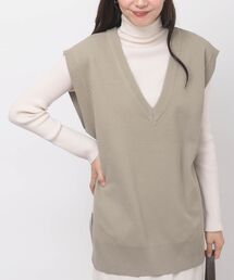 スポンジニットVネックロングベスト