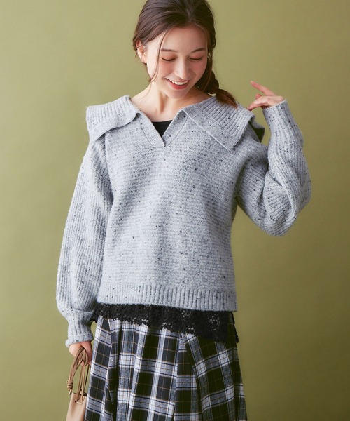 Viola e Viola(ヴィオラエヴィオラ)の「あったか綿裾見せレーストップス(Tシャツ/カットソー・レディース・ブラック/ライトグレー/ホワイト・L/LL/3L/M)」の6枚目の写真