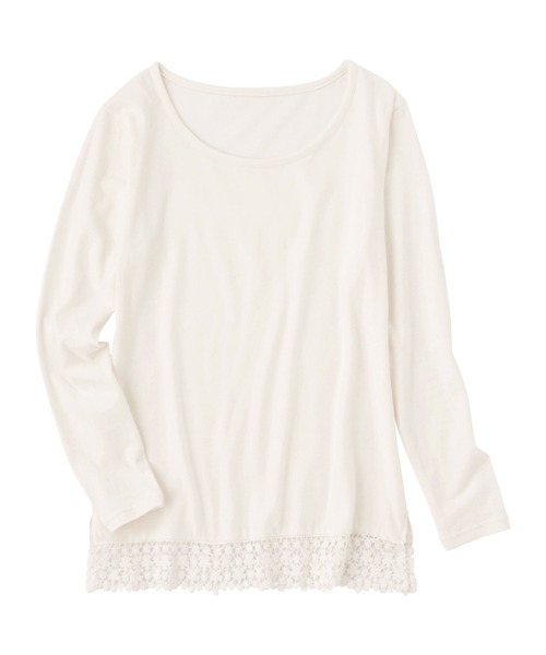 Viola e Viola(ヴィオラエヴィオラ)の「あったか綿裾見せレーストップス(Tシャツ/カットソー・レディース・ブラック/ライトグレー/ホワイト・L/LL/3L/M)」の17枚目の写真