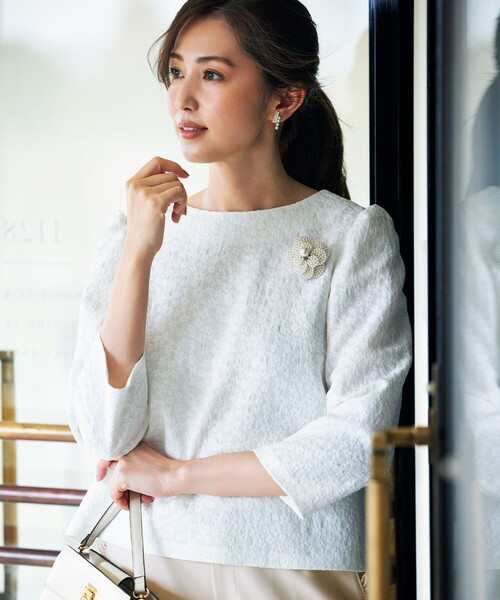 【セール】【KUMIKYOKU NAVY】フラワージャガード ブラウス（シャツ/ブラウス）｜組曲（クミキョク）