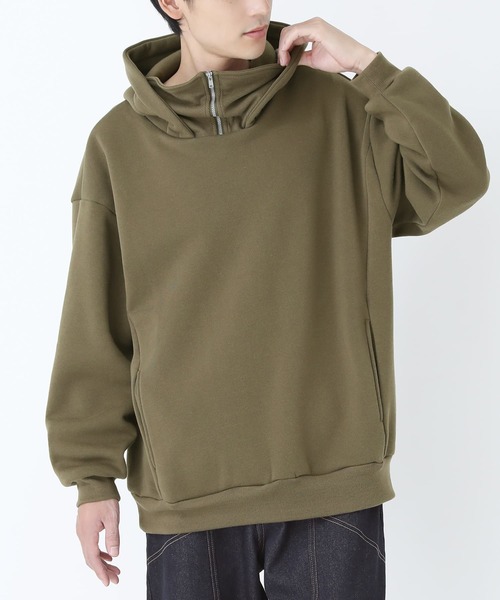 osharewalker（オシャレウォーカー）の「【廃盤】『裏起毛スタンドネックパーカー』（パーカー・メンズ・ブラック/カーキ・2/3）」の3枚目の写真