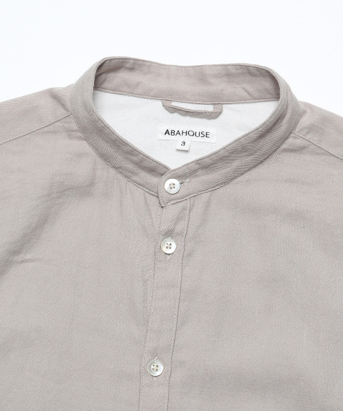 ABAHOUSE（アバハウス）の「コットンウールビエラバンドカラーシャツ（シャツ/ブラウス・メンズ・グレー/ホワイト/ブラウン・3/2）」の7枚目の写真