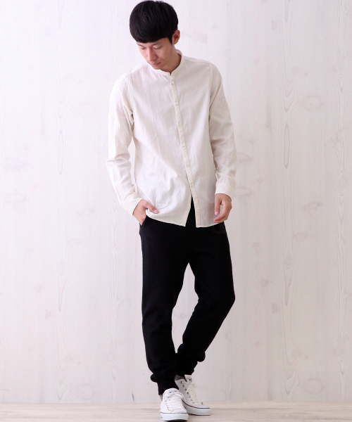 ABAHOUSE（アバハウス）の「コットンウールビエラバンドカラーシャツ（シャツ/ブラウス・メンズ・グレー/ホワイト/ブラウン・3/2）」の4枚目の写真