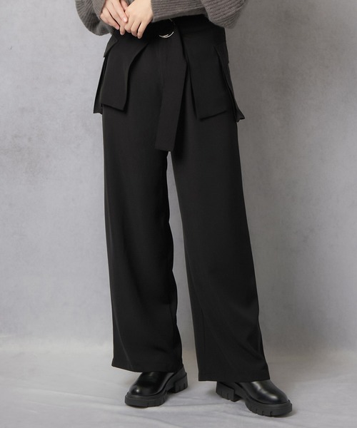 Lull（ルル）の「【Lull / ルル】セットアップ対応 / ワイドストレートタックパンツ（その他パンツ・レディース・ネイビー/ブラック/ブラウン・L/M）」の7枚目の写真