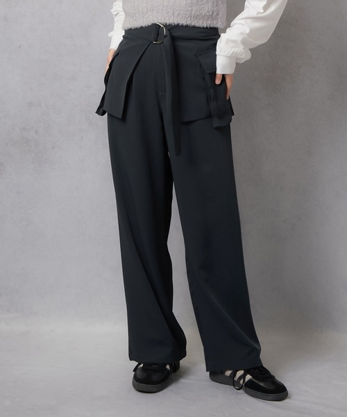 Lull（ルル）の「【Lull / ルル】セットアップ対応 / ワイドストレートタックパンツ（その他パンツ・レディース・ネイビー/ブラック/ブラウン・L/M）」の4枚目の写真