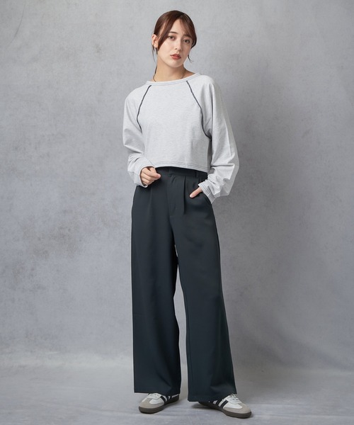 Lull（ルル）の「【Lull / ルル】セットアップ対応 / ワイドストレートタックパンツ（その他パンツ・レディース・ネイビー/ブラック/ブラウン・L/M）」の12枚目の写真