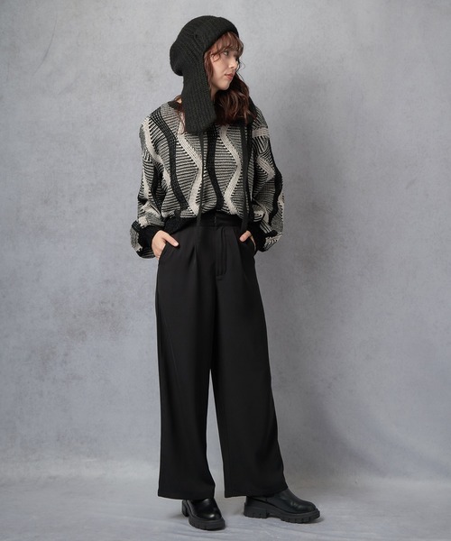 Lull（ルル）の「【Lull / ルル】セットアップ対応 / ワイドストレートタックパンツ（その他パンツ・レディース・ネイビー/ブラック/ブラウン・L/M）」の17枚目の写真