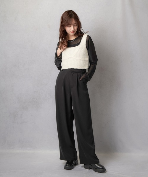Lull（ルル）の「【Lull / ルル】セットアップ対応 / ワイドストレートタックパンツ（その他パンツ・レディース・ネイビー/ブラック/ブラウン・L/M）」の20枚目の写真