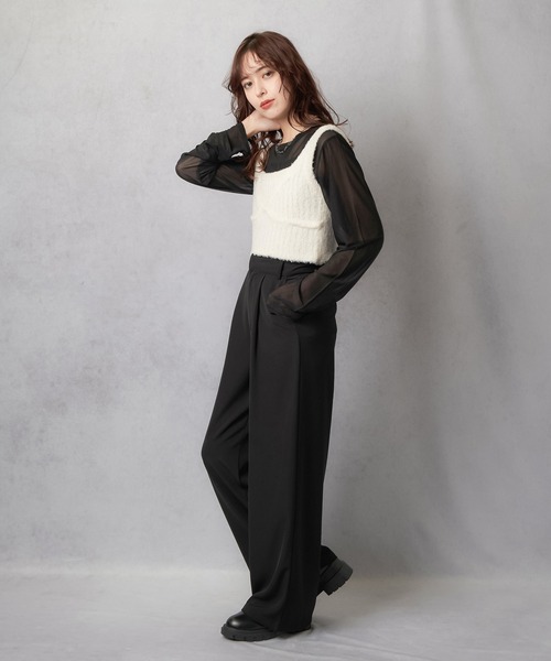 Lull（ルル）の「【Lull / ルル】セットアップ対応 / ワイドストレートタックパンツ（その他パンツ・レディース・ネイビー/ブラック/ブラウン・L/M）」の21枚目の写真