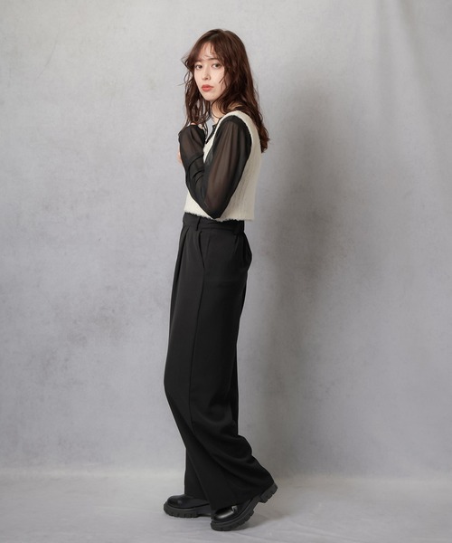 Lull（ルル）の「【Lull / ルル】セットアップ対応 / ワイドストレートタックパンツ（その他パンツ・レディース・ネイビー/ブラック/ブラウン・L/M）」の22枚目の写真