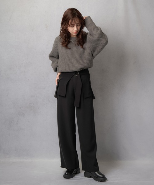 Lull（ルル）の「【Lull / ルル】セットアップ対応 / ワイドストレートタックパンツ（その他パンツ・レディース・ネイビー/ブラック/ブラウン・L/M）」の18枚目の写真