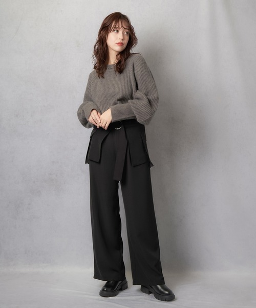 Lull（ルル）の「【Lull / ルル】セットアップ対応 / ワイドストレートタックパンツ（その他パンツ・レディース・ネイビー/ブラック/ブラウン・L/M）」の19枚目の写真