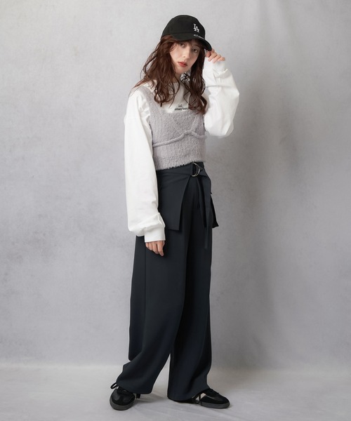 Lull（ルル）の「【Lull / ルル】セットアップ対応 / ワイドストレートタックパンツ（その他パンツ・レディース・ネイビー/ブラック/ブラウン・L/M）」の13枚目の写真