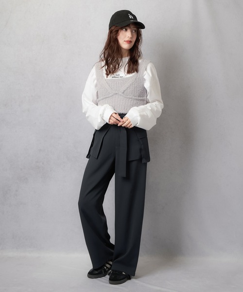 Lull（ルル）の「【Lull / ルル】セットアップ対応 / ワイドストレートタックパンツ（その他パンツ・レディース・ネイビー/ブラック/ブラウン・L/M）」の14枚目の写真