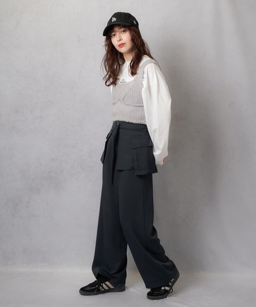 Lull（ルル）の「【Lull / ルル】セットアップ対応 / ワイドストレートタックパンツ（その他パンツ・レディース・ネイビー/ブラック/ブラウン・L/M）」の15枚目の写真