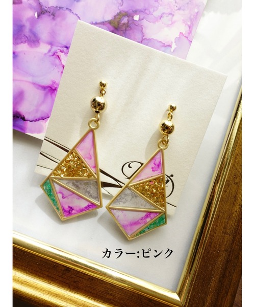 tone(トーン)の「【零-Rei-】瞬きシリーズ ステンドグラスダイヤピアス(MA)(ピアス(両耳用)・レディース・ブルー/ピンク/オレンジ/グリーン/ラベンダー・FREE)」の4枚目の写真