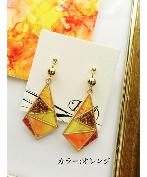 tone(トーン)の「【零-Rei-】瞬きシリーズ ステンドグラスダイヤピアス(MA)(ピアス(両耳用)・レディース・ブルー/ピンク/オレンジ/グリーン/ラベンダー・FREE)」の5枚目の写真